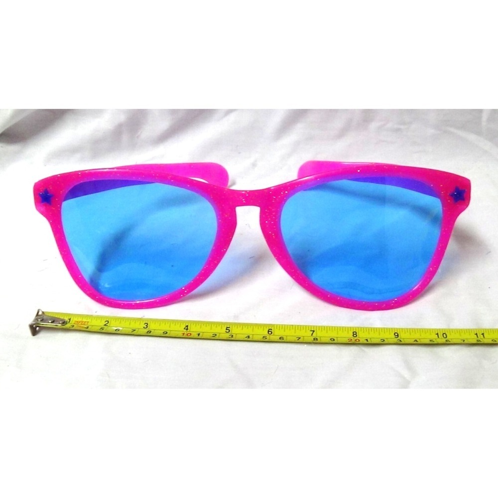 HUGE Pink with blue lenses Tinted Costume Glasses Cosplay #015